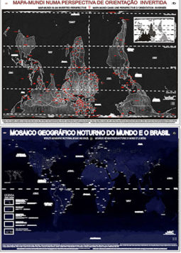 GEOAFRO 12. MAPAS TEMÁTICOS AVULSOS - MATERIAL DIDÁTICO EDUCAÇÃO AFRO: Mosaico Noturno do Mundo – O Globo numa Perspectiva Invertida. 3A-3B